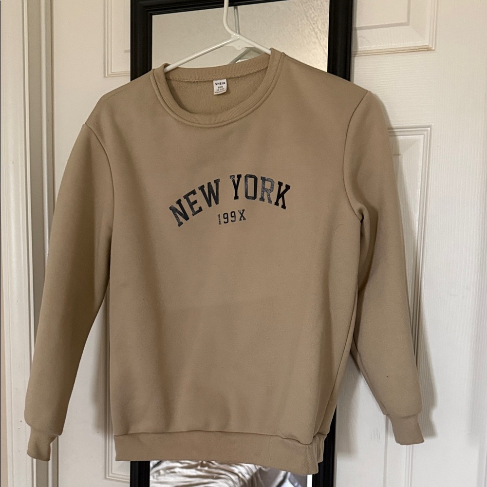 Beige New York Graphic Men's Sweater